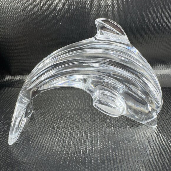 Vintage Waterford Clear Crystal Leaping Dolphin Figurine Paperweight VTG Marked - Picture 1 of 10